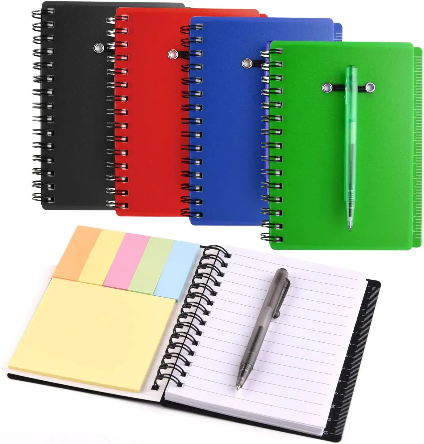 Inspirational Lined Spiral Notebook with Pen and Sticky Notes Lined Notepad with Pen in Holder Notebooks for Work Lined Notepad