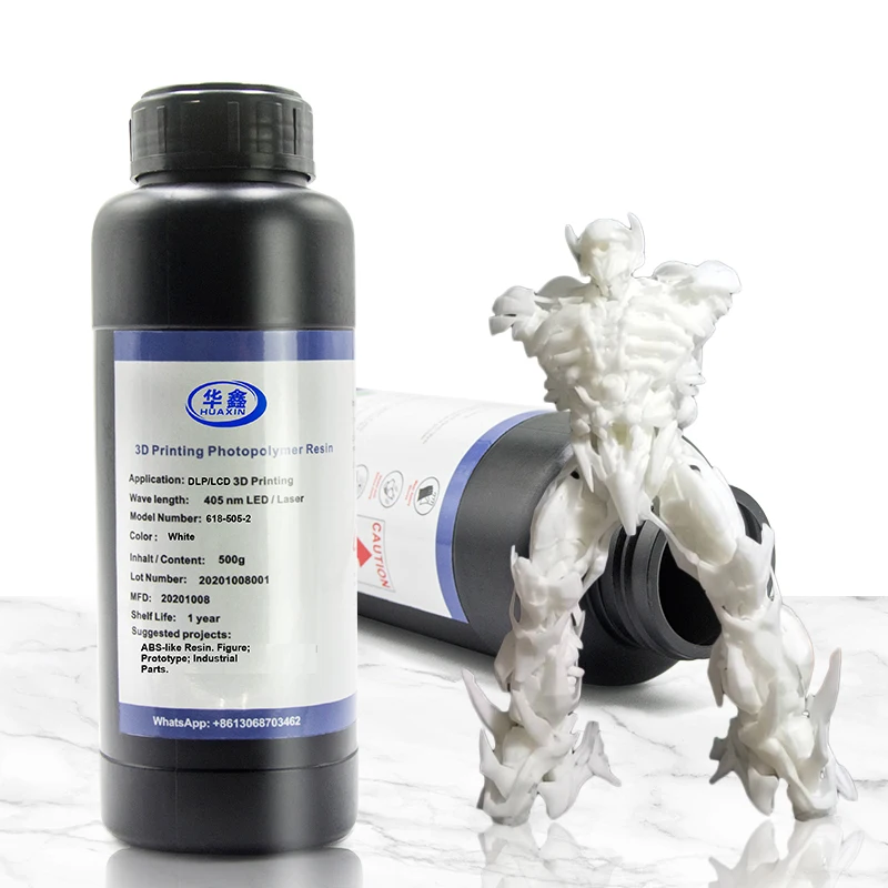 Huaxin Photosensitive White DLP LCD SLA UV Photopolymer Liquid 3D Printer Resin