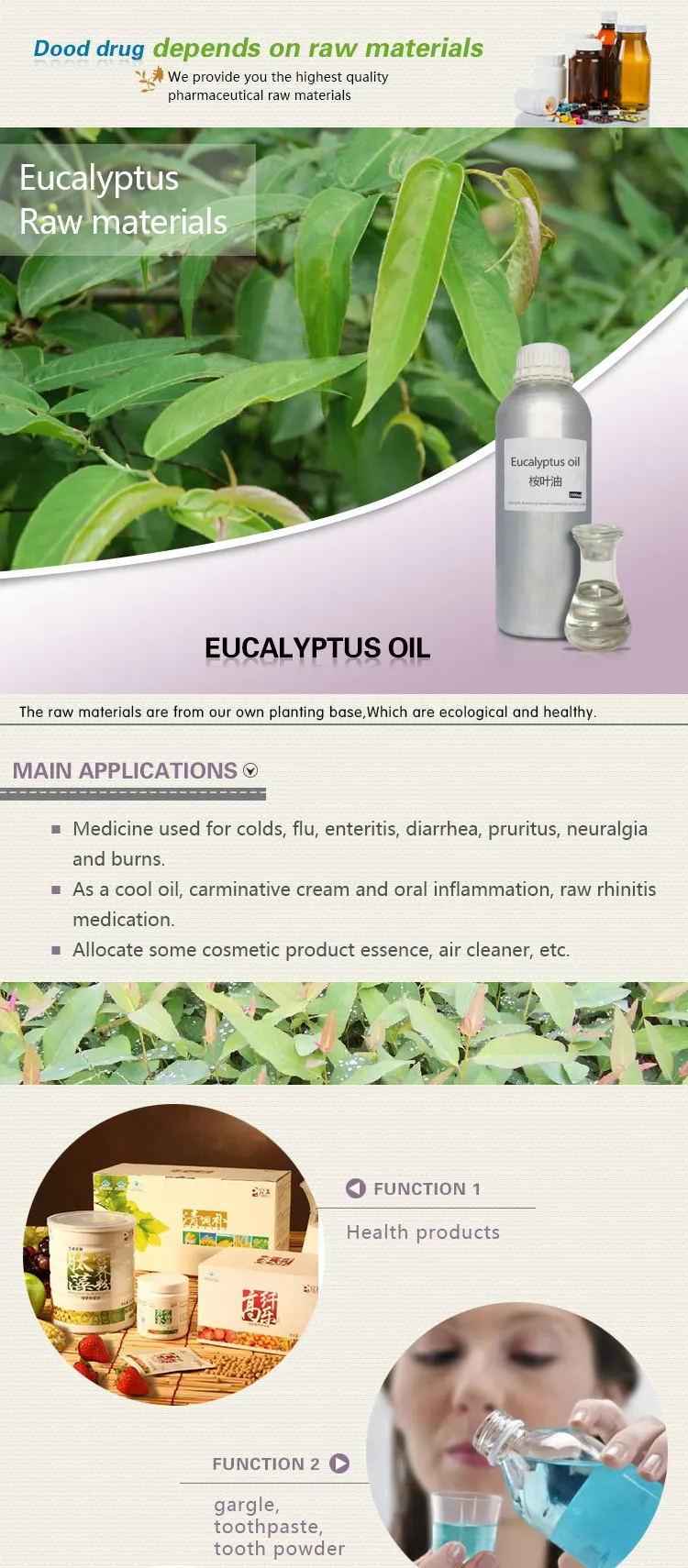 Factory Direct Pure Eucalyptol Essential Oil Liquid Aroma for Cosmetic Pharmaceutical Products for Hair Use OEM Packaging