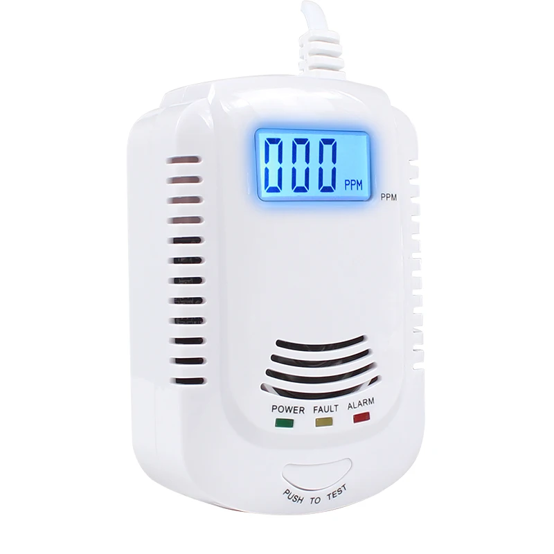 LCD Display AC90-230V Fireproof Housing 85dB Standalone LPG Natural Gas Detector CO