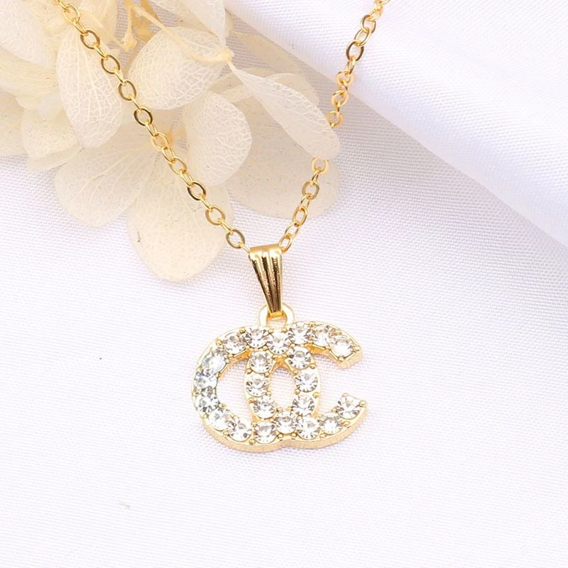 Famous Designer Luxury Brand Full Cd Double Letter C Necklace