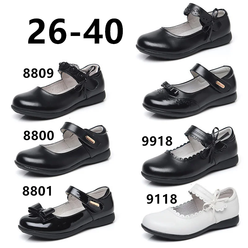 Wholesale Children Boy Girl School Black Kids Leather Shoes