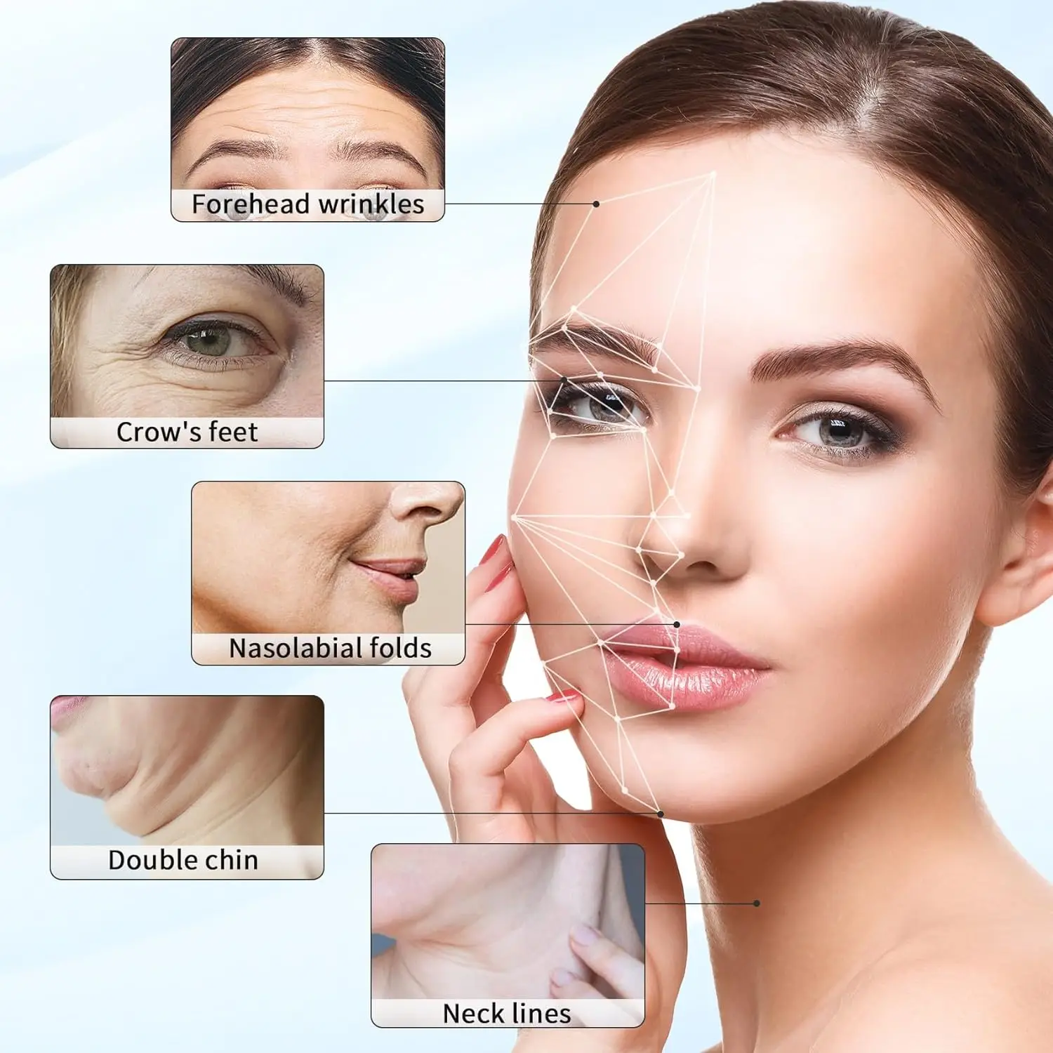 Hot Sale EMS Micro Current Lifting Vibration Massage Color Light Electric Neck Face Lifting Beauty Device