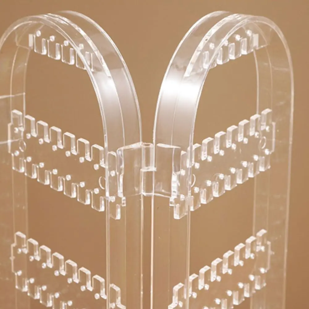 2 Doors Folding Transparent Jewelry Display Rack Necklace Pendant Holder Stud Earring Stand Clear Jewelry Storage Organizer