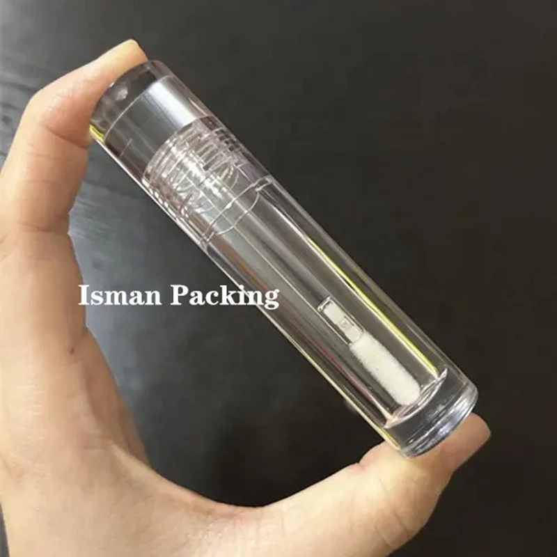 Cylinder new style 5ml crystal clear lip gloss wand tubes empty transparent liquid lipstick container with applicator
