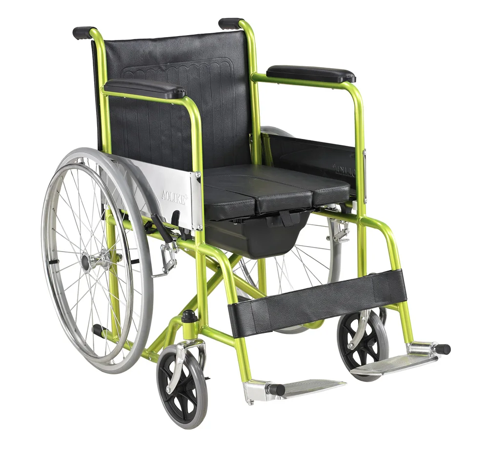 Hot sale  Lightweight Steel Folding Comfortable Commode Wheelchair for Disabled