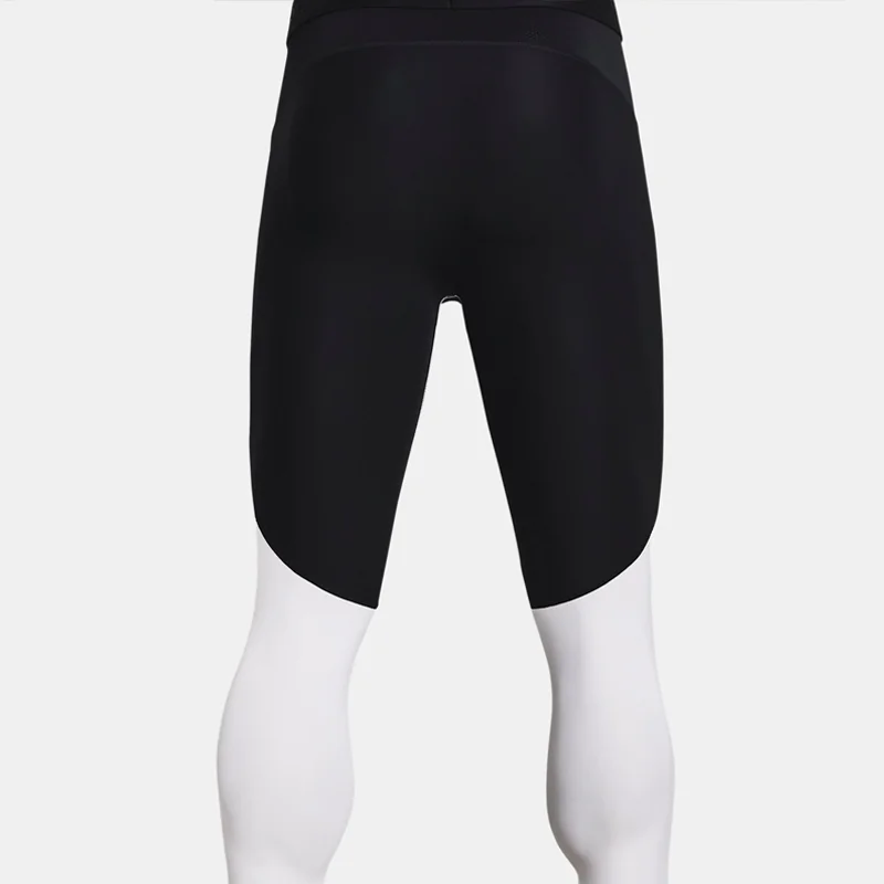 Patchwork 3/4 length color block mens fitness leggings gym tights male running jogger pants