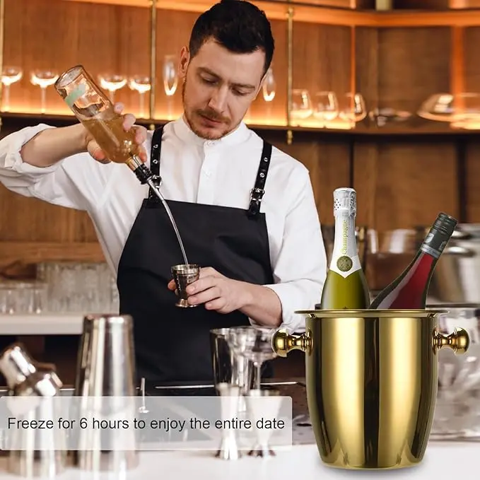 304 Stainless Steel European Style Champagne Bucket Thickened Ice Bucket Ice Cubes Chilled  Wine Barrel Hotel Bar KTV