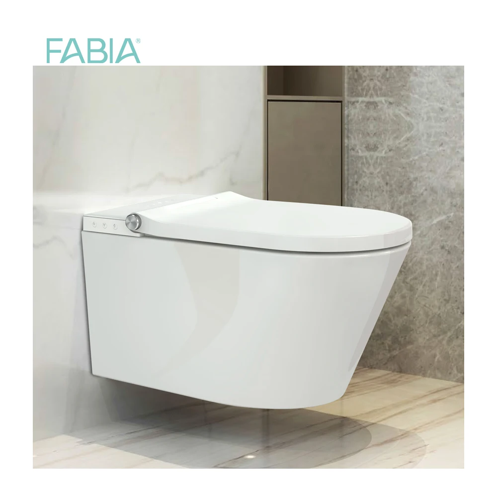 China Factory One Piece Peeping Wc Toilet Auto Flush Sensor Smart Wall Hung Tankless Toilet, wall smart toilet