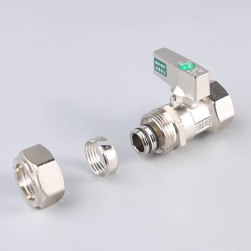 303  16~25mm brass female compression butterfly long handle ball valve floor heating pex pipe fittings