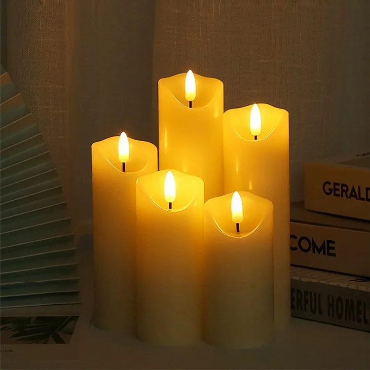 10 key remote control simulated paraffin wax material LED candle light with bullet flame plastic wick