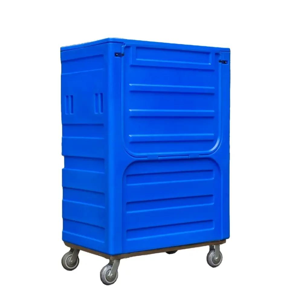 Wholesale hotel used warehouse mobile plastic laundry cage trolley roll linen trolley