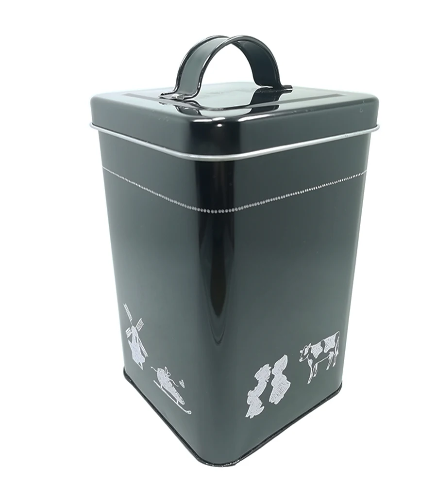 Оптовая продажа, металлическая подарочная жестяная банка для хранения кофейных листьев на заказ 50 г 100 г 125 г 200 г, квадратная жестяная коробка для чая