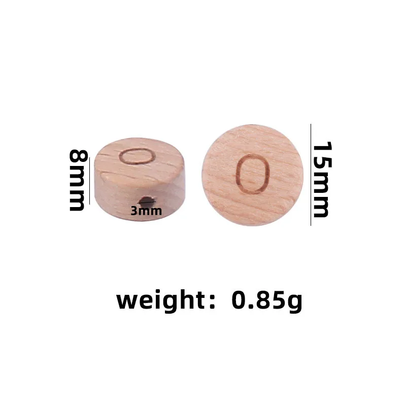 15mm Flat Round Beech Wood English Letter Alphabet Wooden Beads DIY Teething Accessories