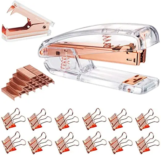 Розовое золото степлер и антистеплер комплект класса люкс из розового золота канцелярские принадлежности со скобами и зажимы