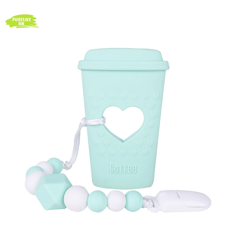 BPA Free Silicone Highly Effective Pain Relief Teethers Bubble Tea Teether with Pacifier Clip