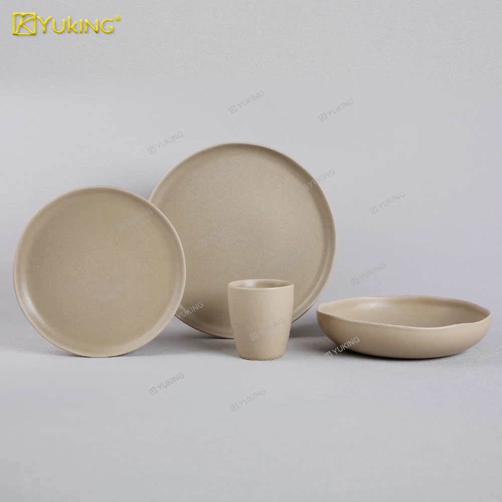 Wholesale price 16 pieces reactive glazed ceramic dinnerware set color glazing ceramic kitchen wares