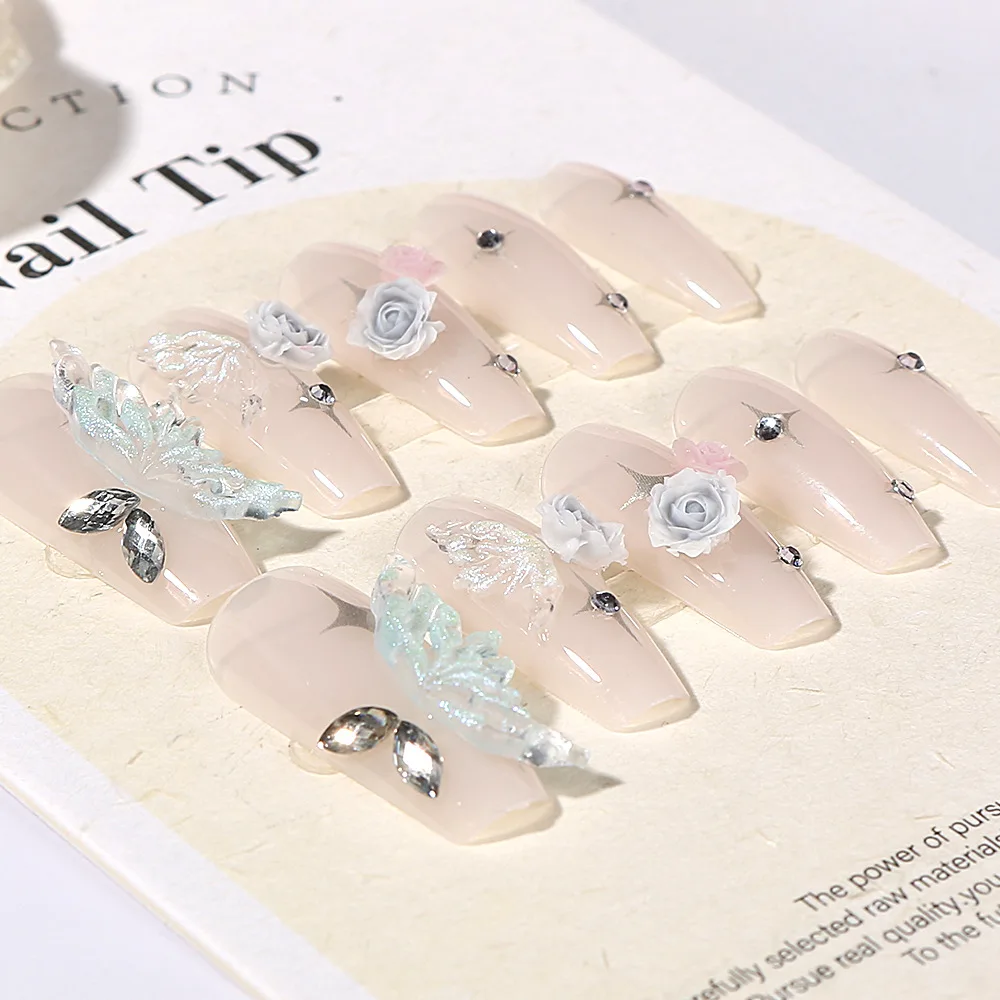 Hot Sale 24 pcs/box Finished French Press on Nails Tips Beauty Butterfly 3D Decoration Fashion with Madam Nails