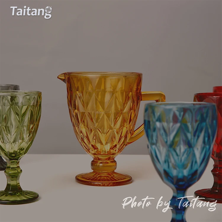Colorful Goblet Vintage Style Green Color Drinkware Tall Glass Party Wedding Glassware