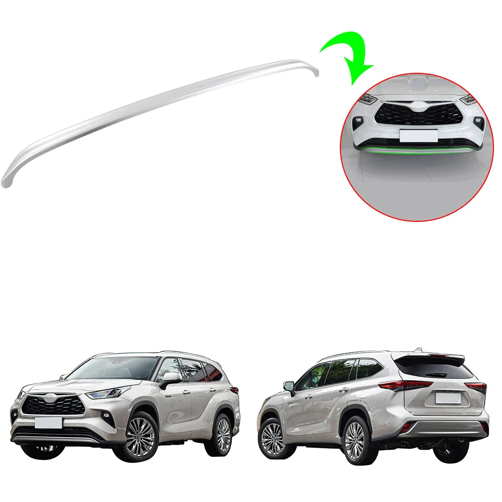 Matte Silver Car Front Bumper Cover Skid Molding Straps Decorative Trim Bumper Protector Accessories For Toyota Highlander 2021