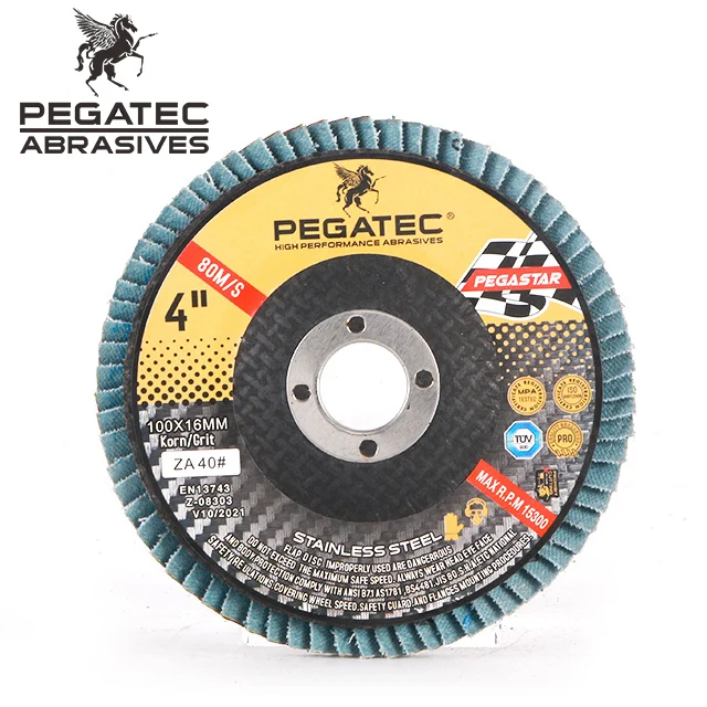 PEGASTAR 100x16mm mini flap disc stainless steel  MPA certification