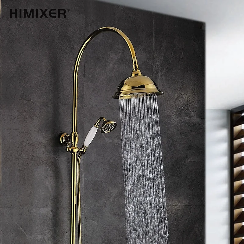 Производитель Himixer, высококачественный классический золотой душевой смеситель для ванной комнаты, латунный термостатический смеситель для душа
