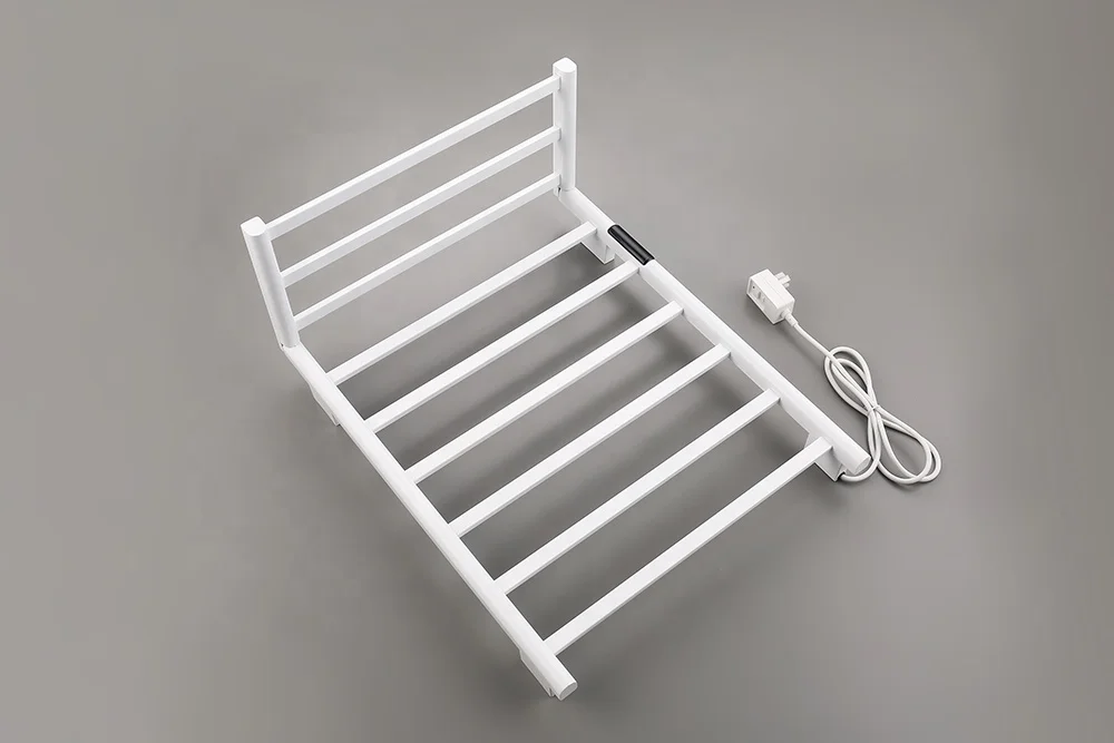 White Foldable Multifunctional Wall Mounted Smart Heating Temperature Display Towel Rack Bathroom Heating Towel Rail Radiator