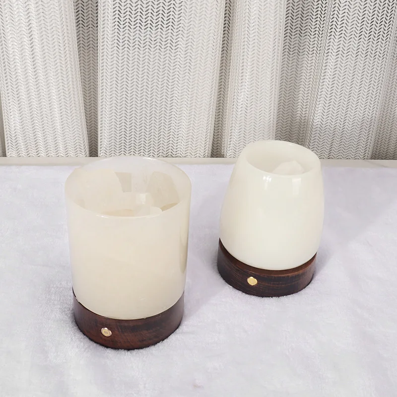 HZX Modern Nordic Style LED Table Lamp Creative Onyx Stone Silver with Marble Base for Bedroom Home Decor