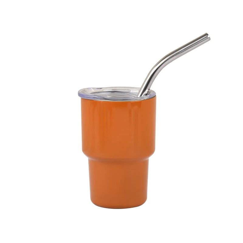HYB OEM Mini 2 Ounce Double Wall Vacuum Tumbler Stainless Steel Insulated Tumbler with Lid and Straw Shot Glasses