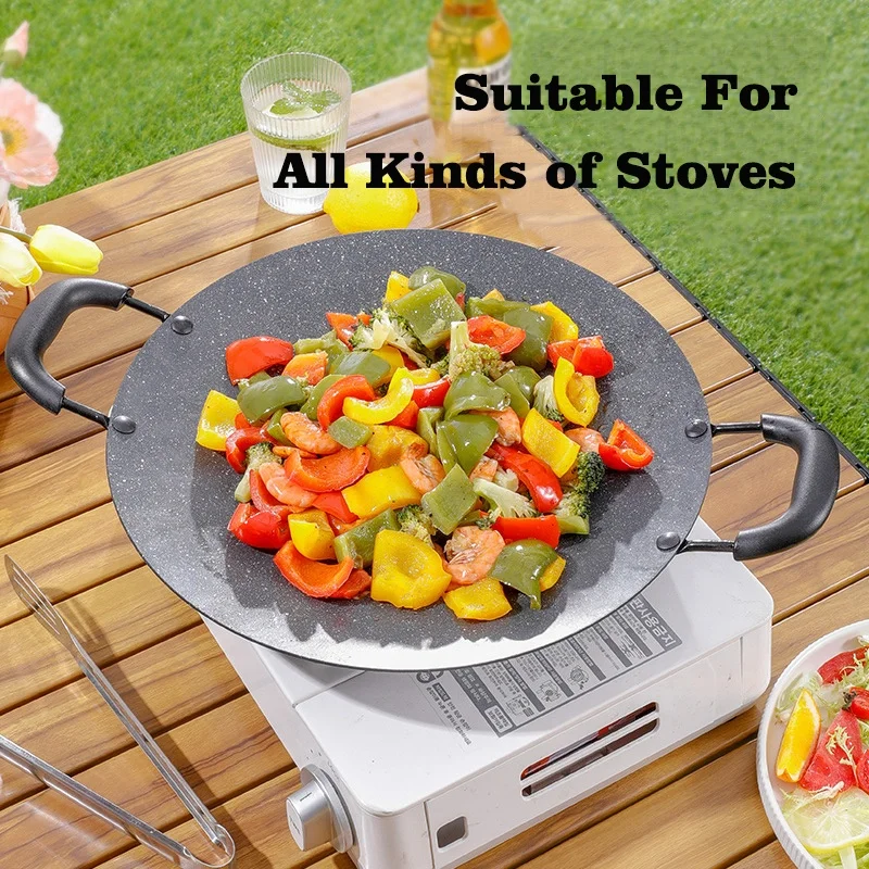 New Product Outdoor Portable Non Stick Korean BBQ Grill Pan With Bakelite Handle
