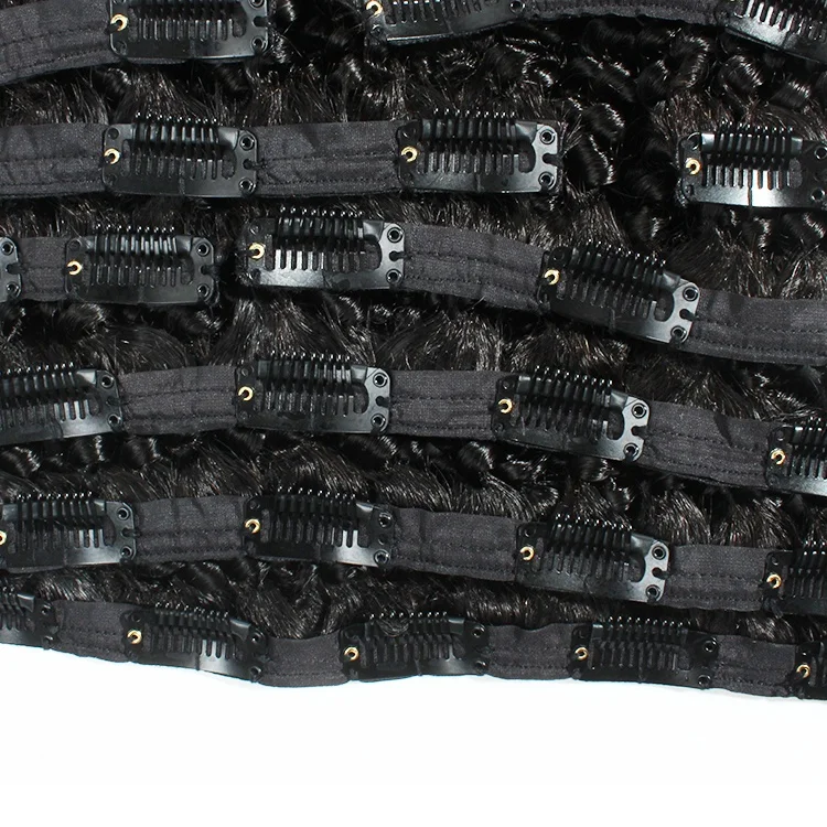 New Products 2022 Unprocessed Water Kinky Jerry Curly Band Clip in Hair Extensions 100 Human Natural Hair For Black Women