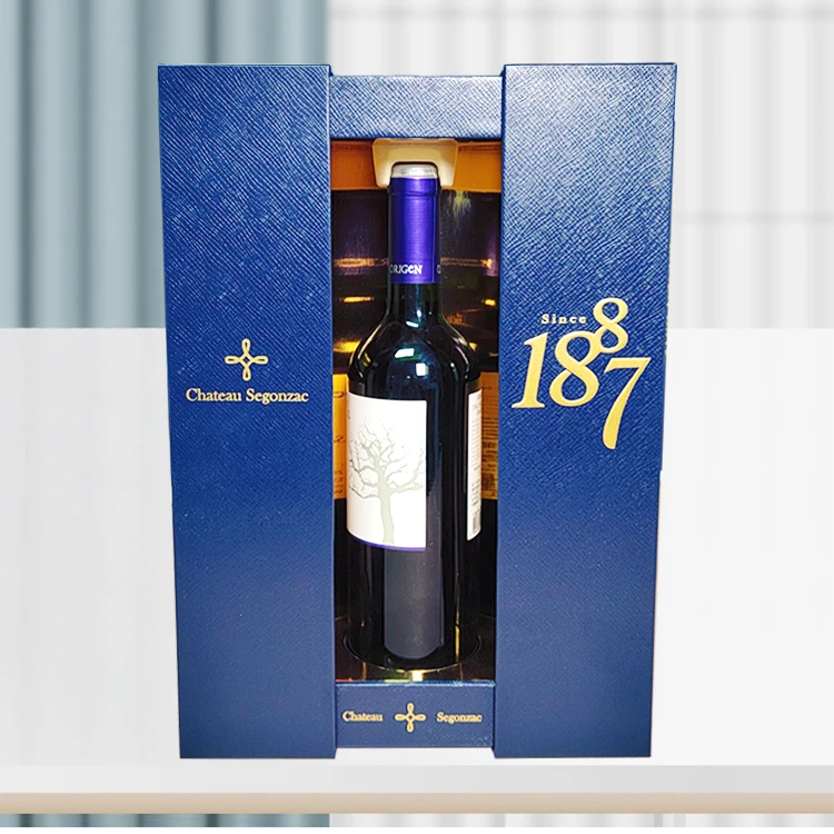 Luxury Custom Wine Packing Paper Box For Champagne Whisky Spirit Red Wine Glass Bottle Double Door Gift Box
