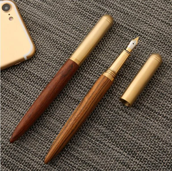 2021 Hot Rosewood Promotional Wooden Roller Tip Custom Metal Copper Wood Barrel Pen custom Brand logo With Brass pen cap