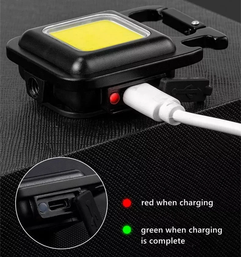 2023 New Portable 500 lumen aluminum alloy Magnetic Work Flashlight Super bright Mini COB LED Working light with bottle opener