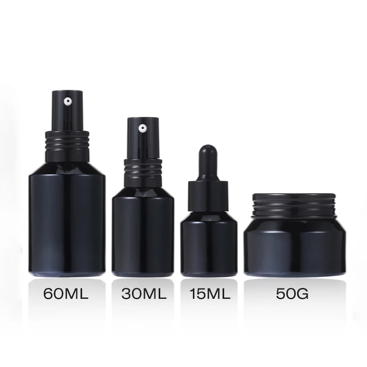 Luxury cosmetic skincare packaging 50g glass cream jar frost clear glass bottles face cream jars set 30ml 50ml 100ml