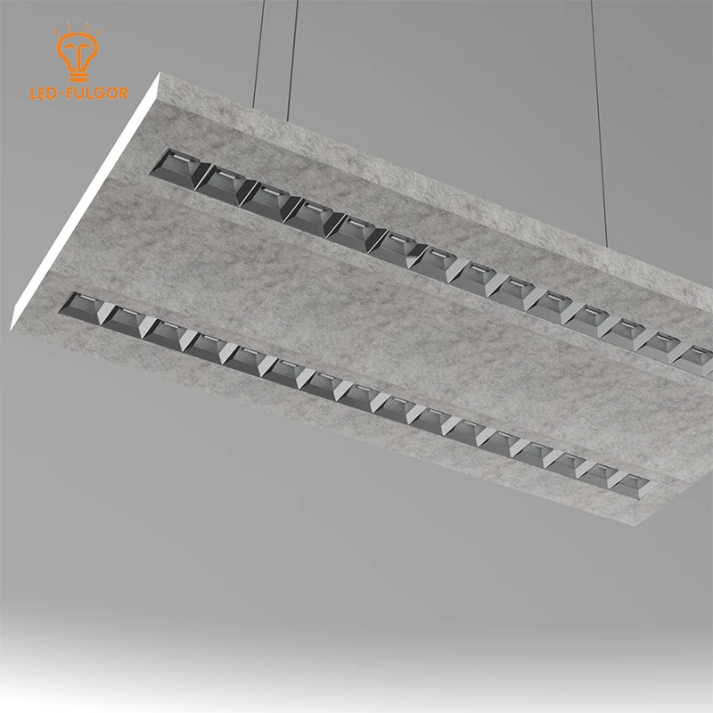 Good sound absorbing PET felt NRC 0.85 office CRI 90 illumination pendant Acoustic led light