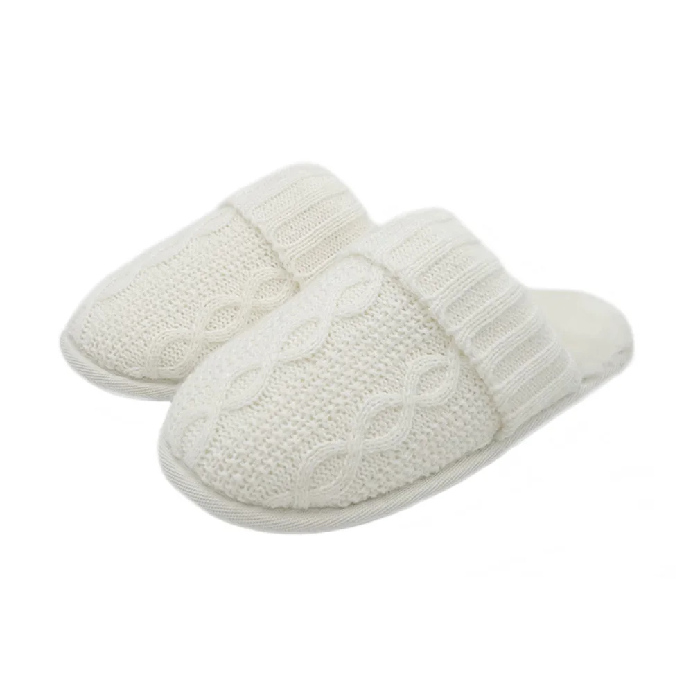 Теплые Вязаные домашние тапочки для спальни с кабелем для женщин удобные зимние тапочки с флисовой подкладкой слипоны с эффектом памяти домашние тапочки