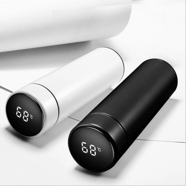 Dropshipping Insulated 500ml Vacuum Thermal Flask Smart Water Bottle with Digital Thermostat Temperature Sensor LCD Temp Display