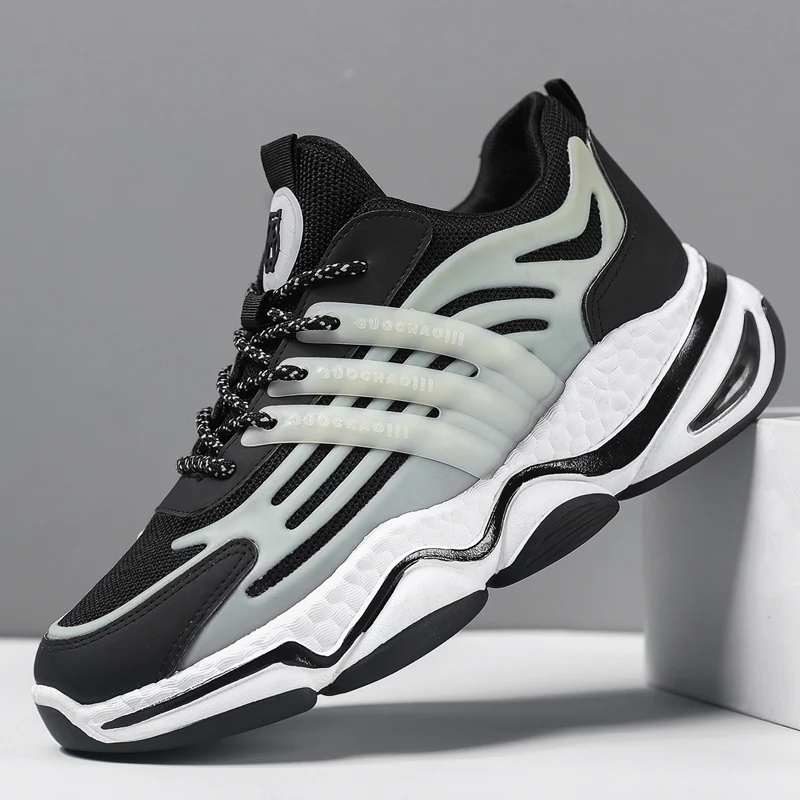 Fashion design men black sneakers sports style casual shoes supplier