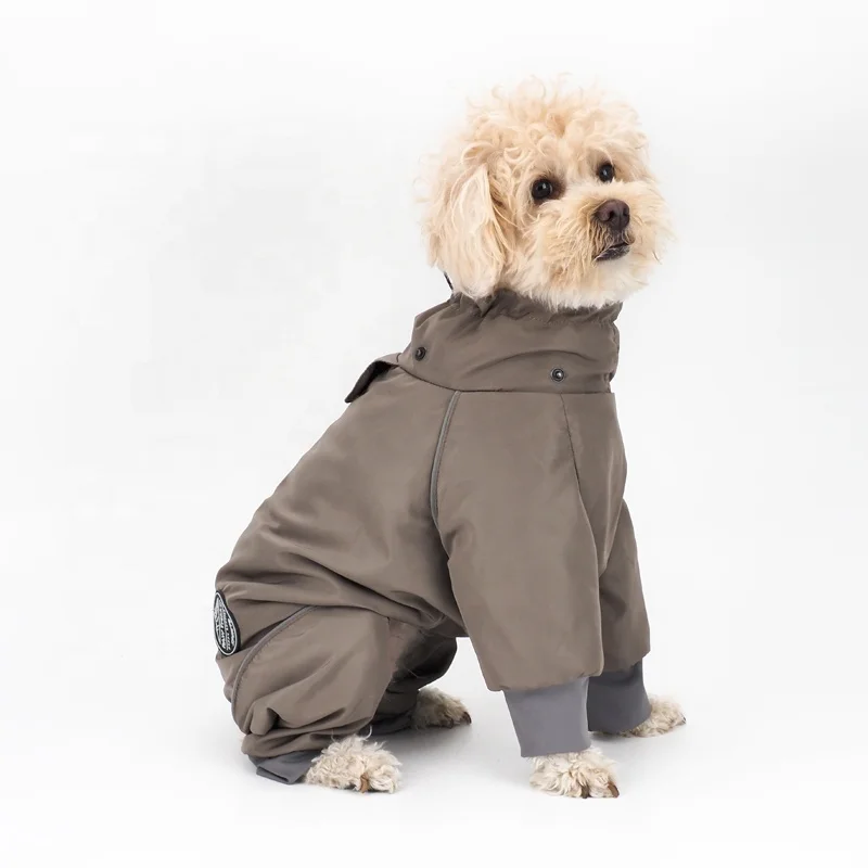 Полнотелый 4-ногий пиджак для собак комфортная Регулируемая и Водонепроницаемая дышащая куртка со съемным капюшоном