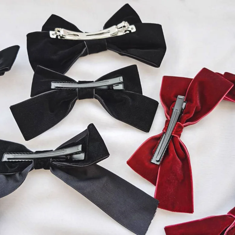 
2020 Fashion Hair Clip Headdress Bow Tie Duckbill Clip Black Velvet Hair Accessories For Girls 