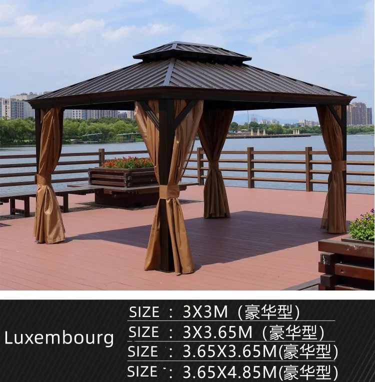 Modern Garden Waterproof roof gazebo sunshade customized 3.65*6m gazebos outdoor aluminum luxury pavilion
