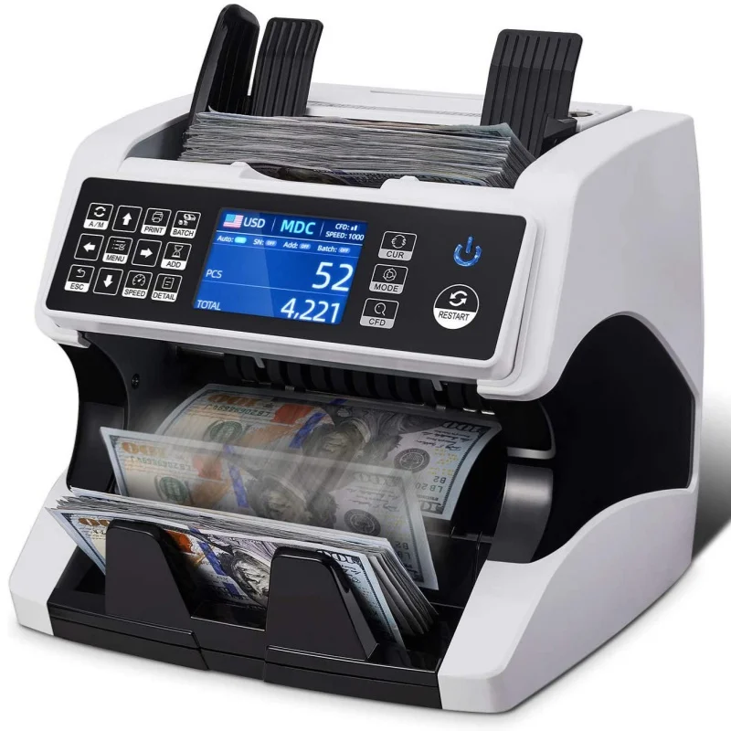 Vertical multi-currency bill counter, total amount, intelligent recognition, money counting machine