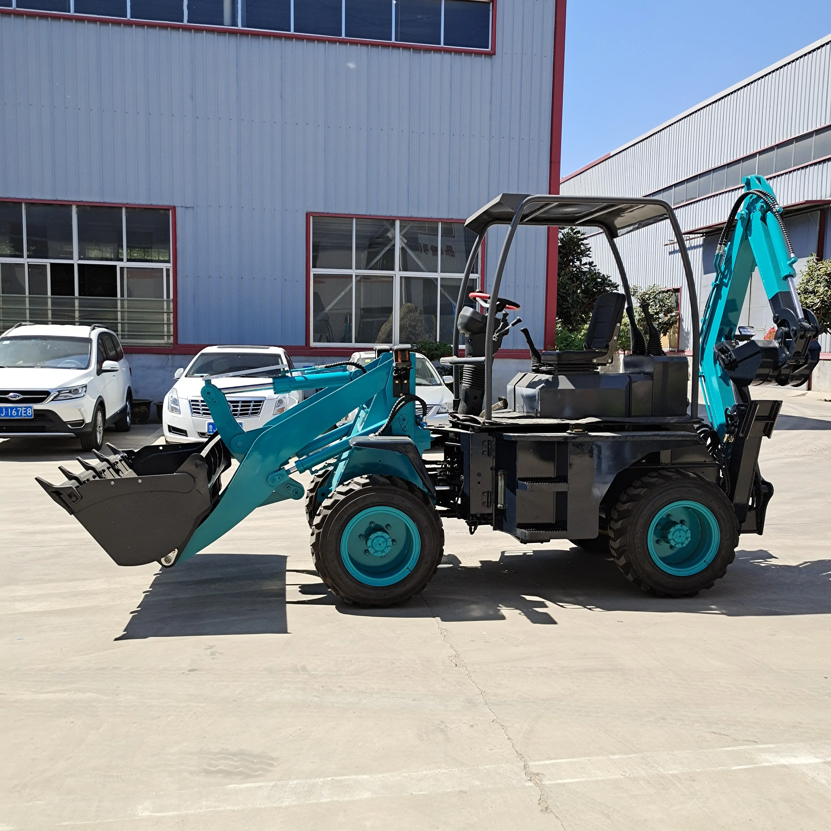 HUAYA Hot Sale 1.5 Ton Mini Tractor Backhoe Loader Cheapest Small Backhoe Loader 4x4 Small Farm Excavator Digger Backhoe Loader
