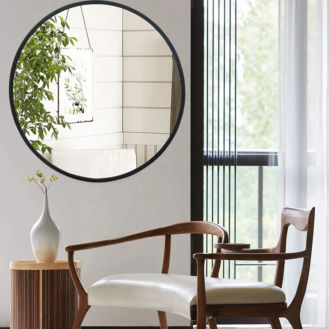 Luckywind Nordic modern luxury black round wall bathroom mirror Bedroom mirror espejo Wholesale metal wall mirror decorative