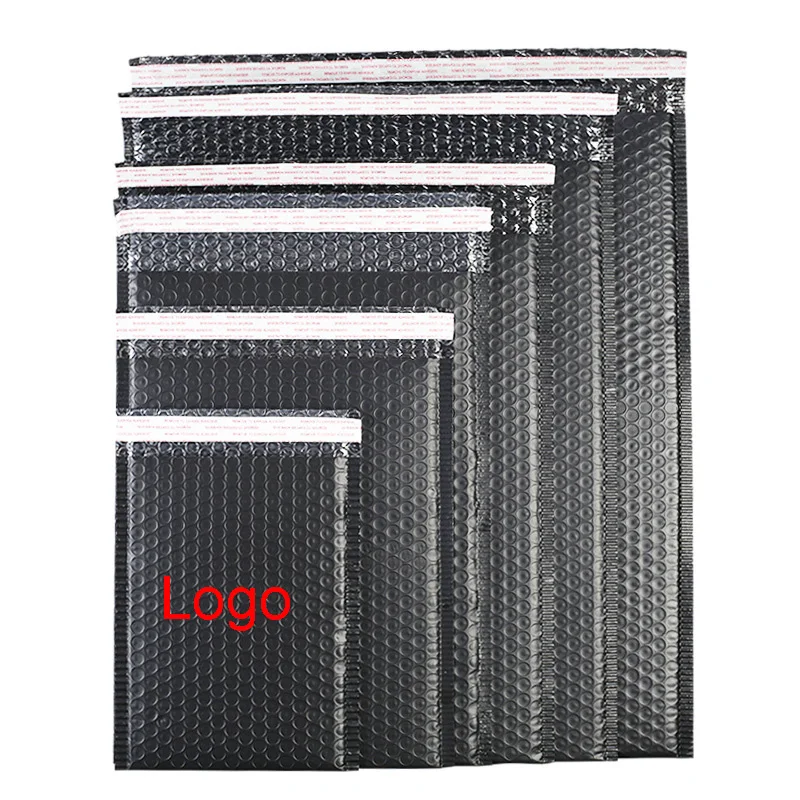 Custom biodegradable matte black mailer bags bubble mailing padded envelope packaging