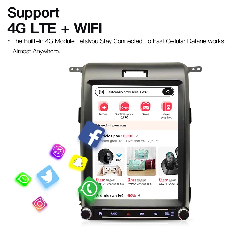 Car Radio For Ford F150 2013-2015 Tesla Vertical Screen Carplay Navigator Multimedia Video Player Stereo Auto GPS Navigation BT