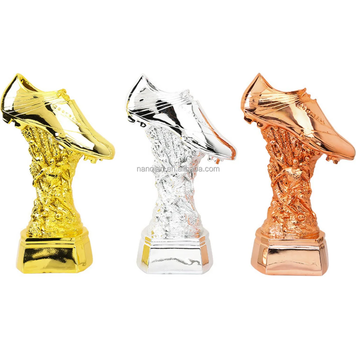 Customized Champions League Trophy High Quality Electroplated Resin Gift Crafts Creative Gold Football Model Trophy With Base