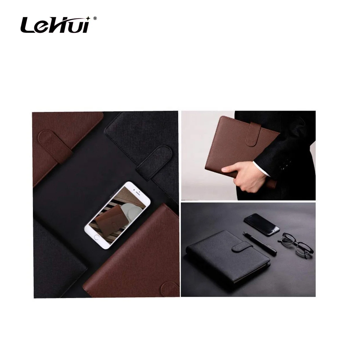 Black 100 Pages 8.5 inch Loose Leaf Weekly Monthly Planner Diary Lined Notepad Agenda Ring Binder Organizer Leather Notebook