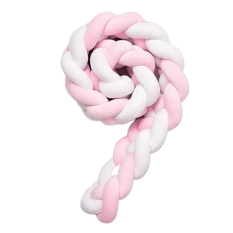 Handmade Braided Cotton Knotted Plush Cot Bumper Color Baby Bed Rail Guard Bedding Knotted Soft Baby Crib Bumpers for Newborns